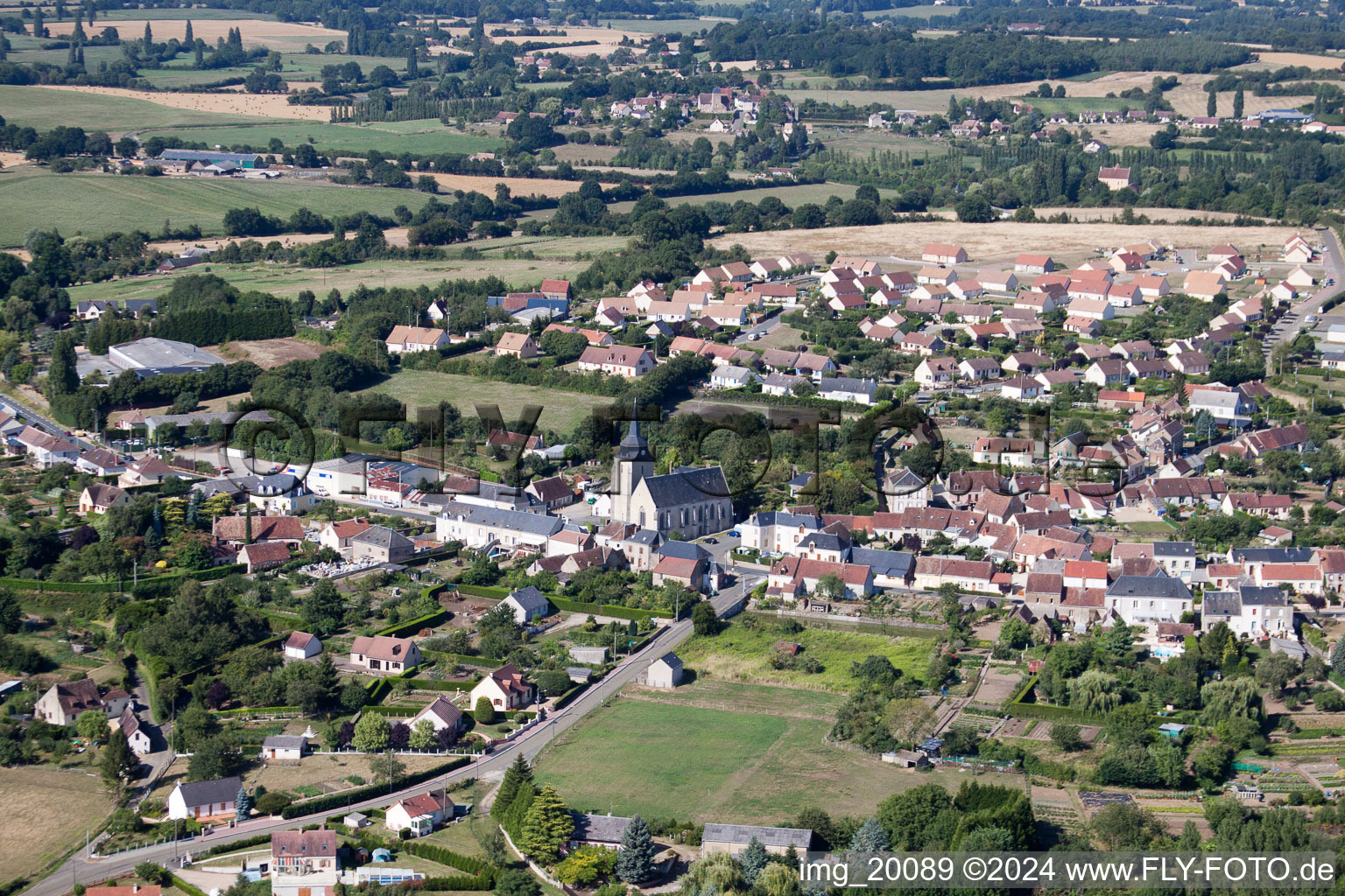 Lamnay in the state Sarthe, France from the plane