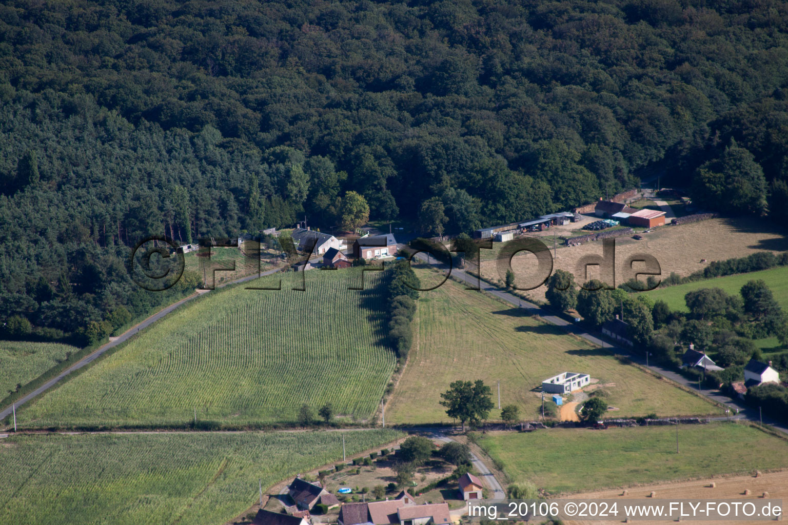 Semur-en-Vallon in the state Sarthe, France viewn from the air