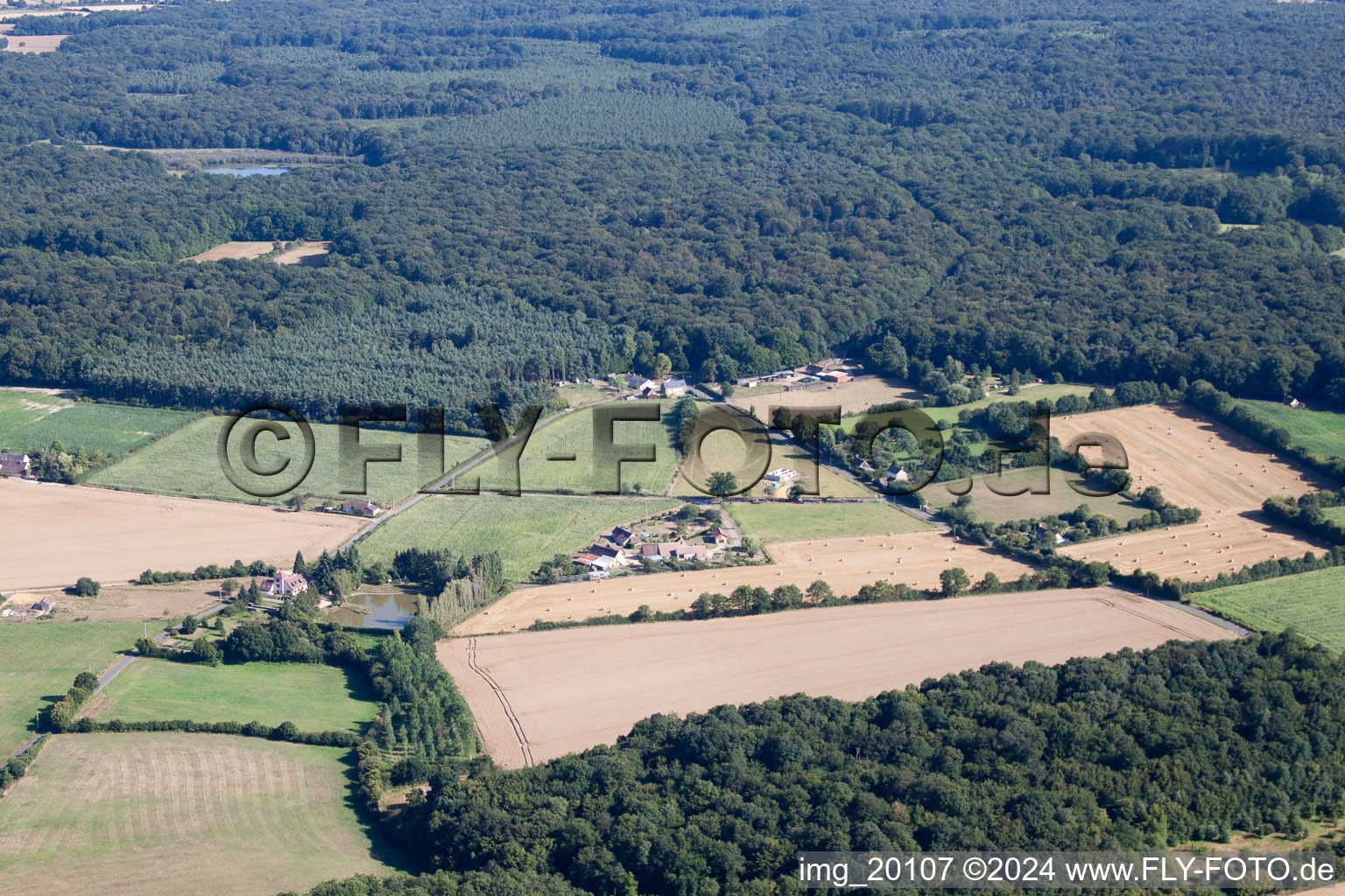 Drone recording of Semur-en-Vallon in the state Sarthe, France