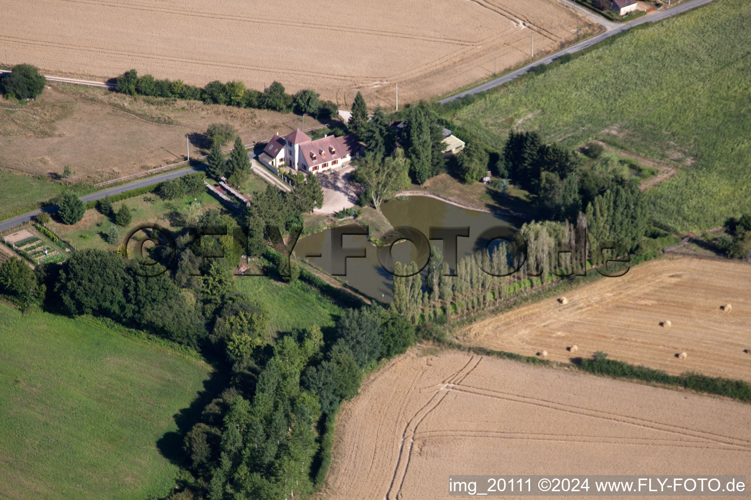 Semur-en-Vallon in the state Sarthe, France from a drone