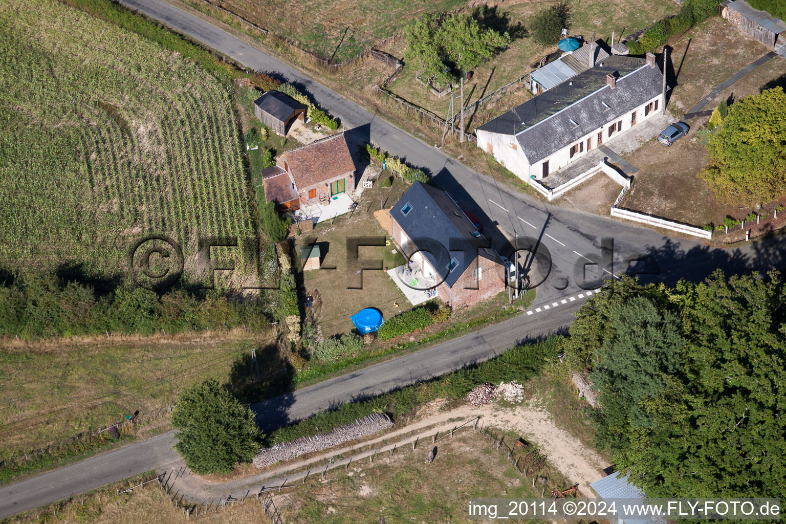 Aerial view of Semur-en-Vallon in the state Sarthe, France