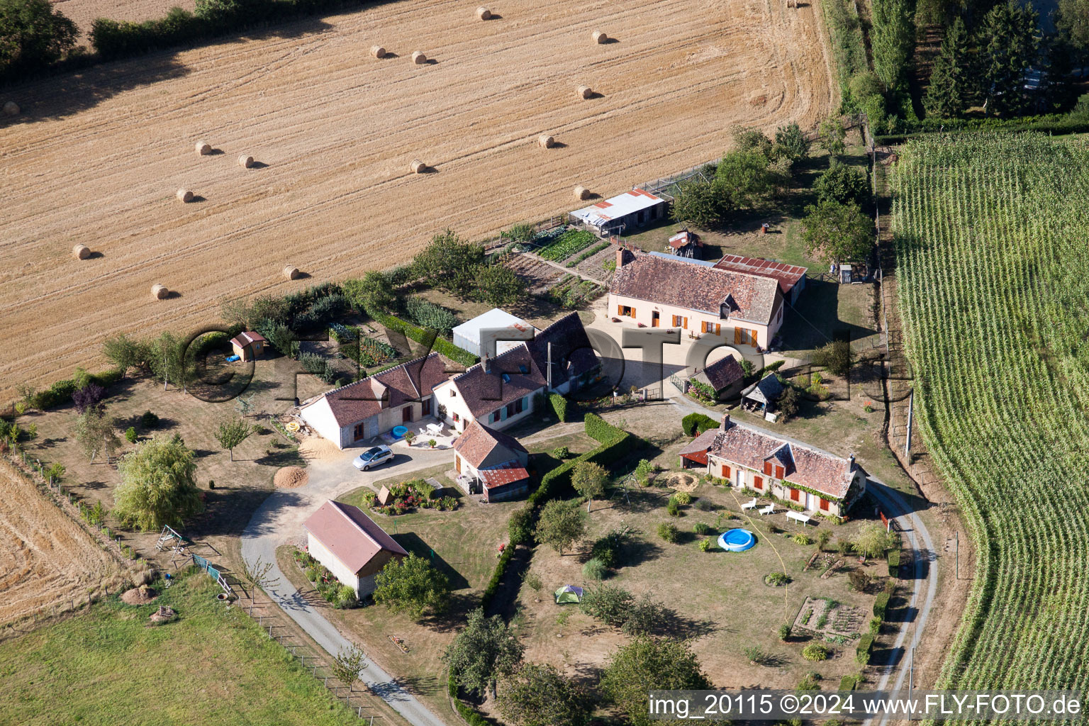 Aerial photograpy of Semur-en-Vallon in the state Sarthe, France