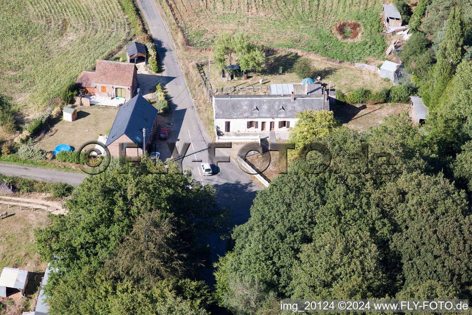 Semur-en-Vallon in the state Sarthe, France seen from above