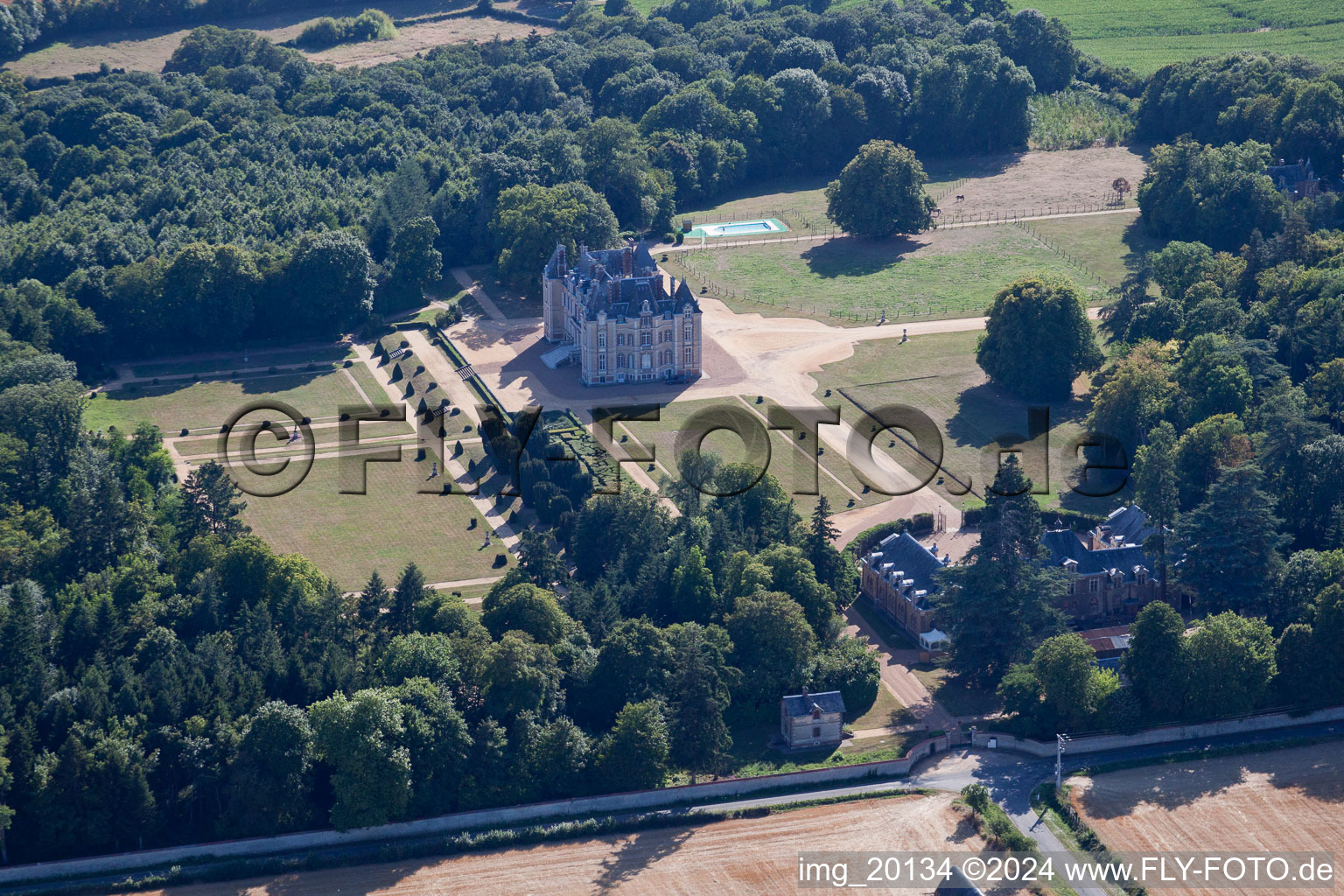 The Domaine de la Pierre in Coudrecieux in the state Sarthe, France from the plane