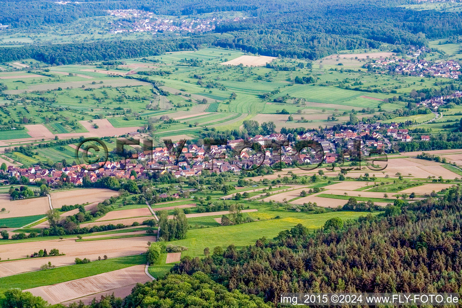 Aerial view of District Weiler in Keltern in the state Baden-Wuerttemberg, Germany