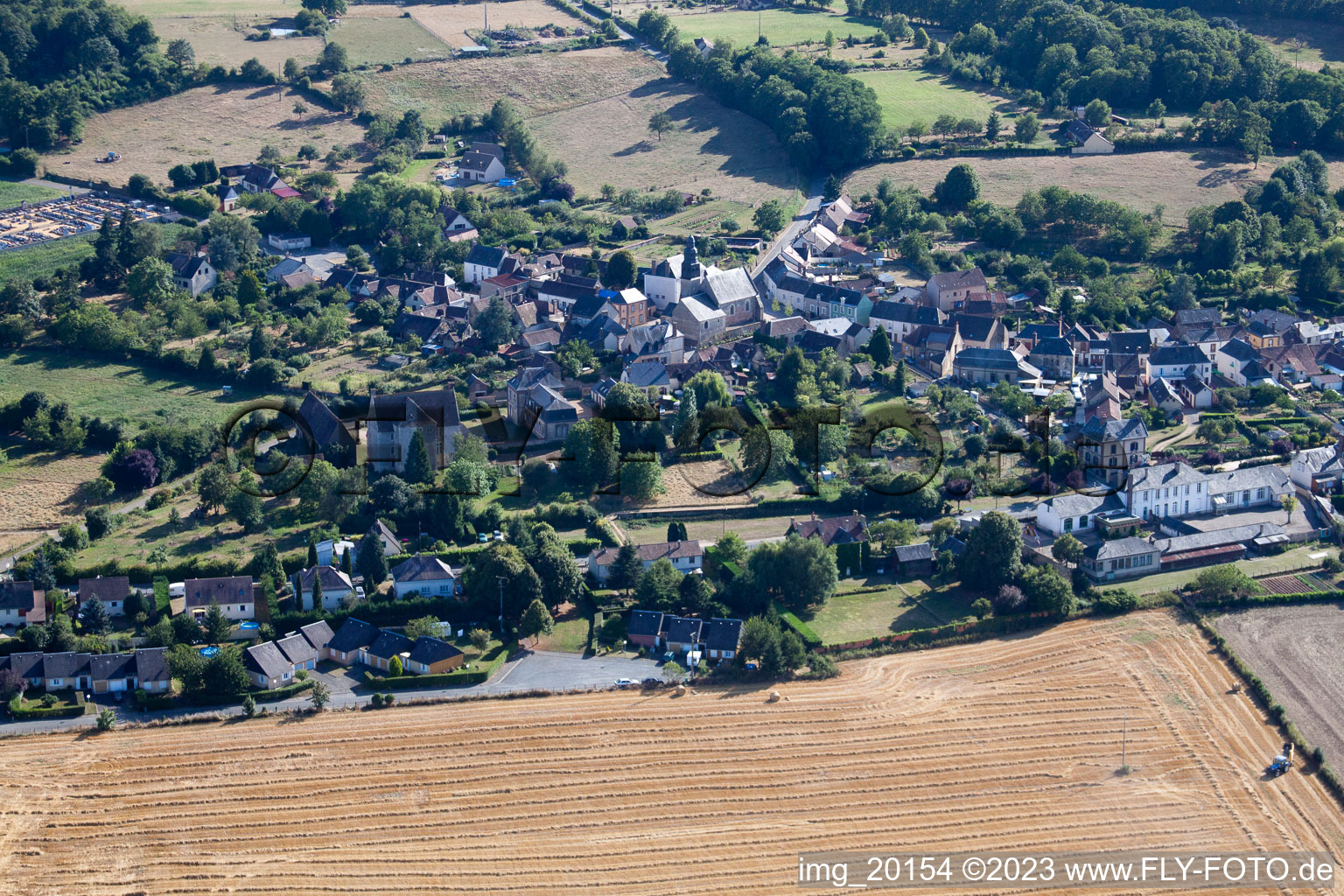 Coudrecieux in the state Sarthe, France seen from above