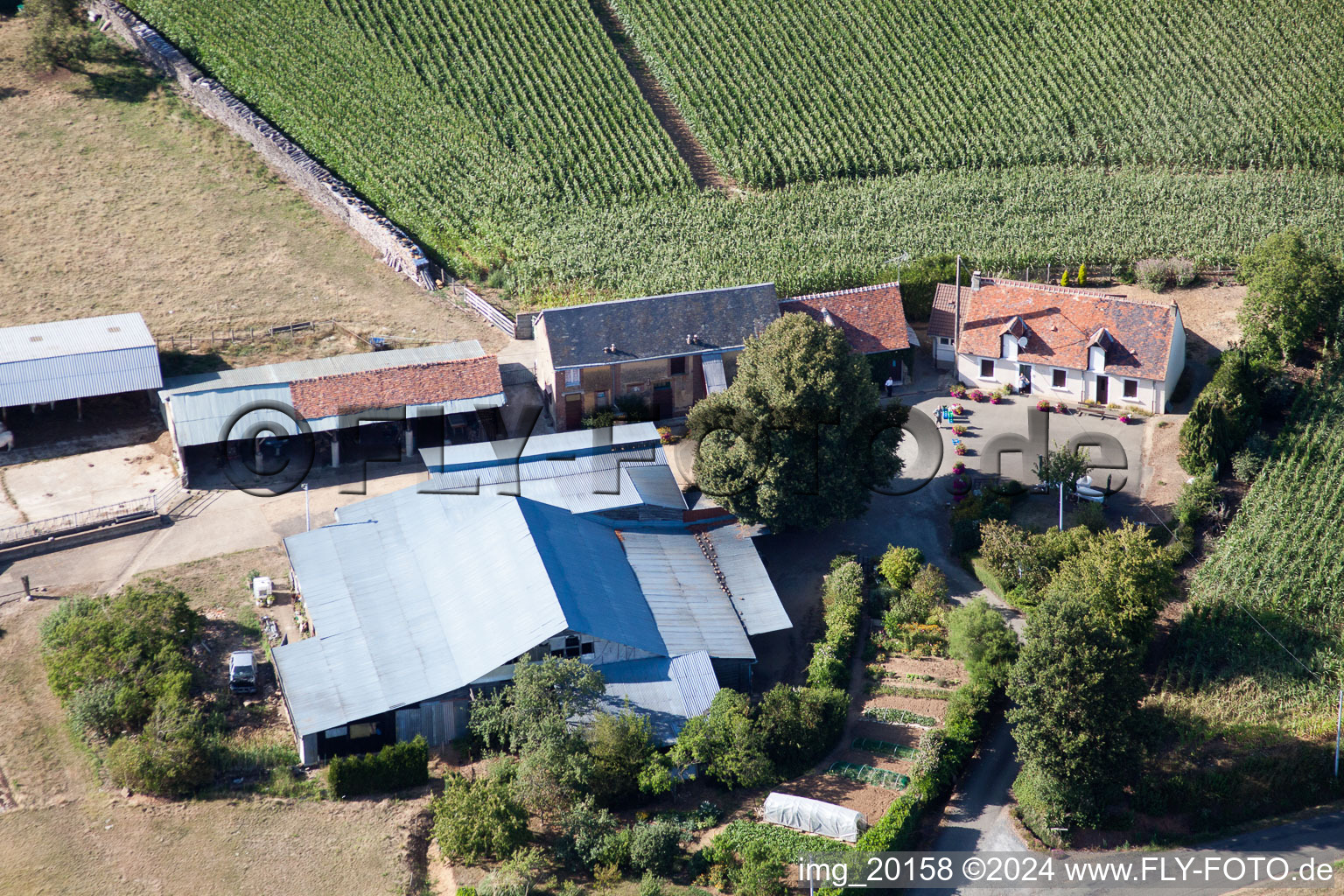 Aerial view of La Petite Franchaise (Apiculteur) in Coudrecieux in the state Sarthe, France