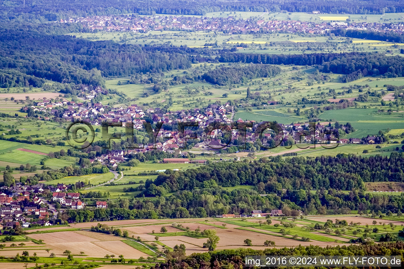 District Ottenhausen in Straubenhardt in the state Baden-Wuerttemberg, Germany from above