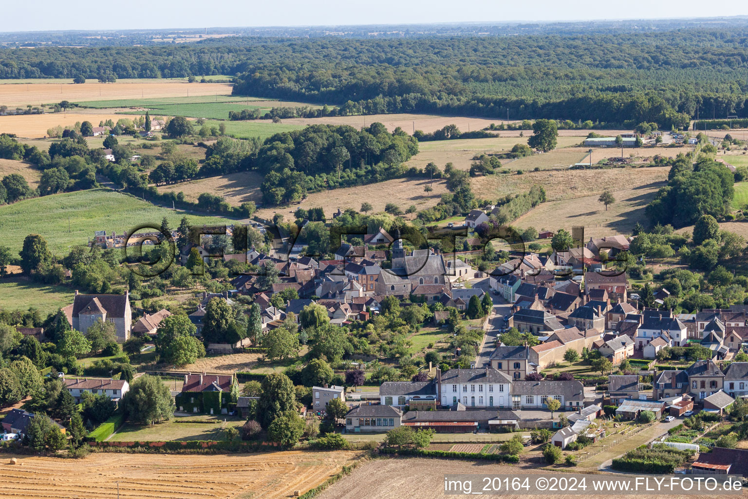 Bird's eye view of Coudrecieux in the state Sarthe, France