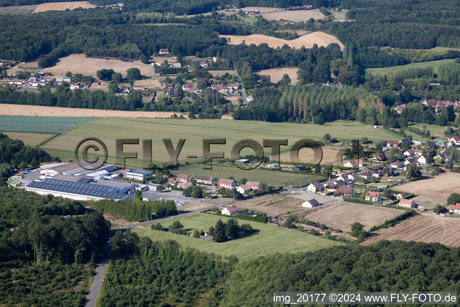 Metaseval in Semur-en-Vallon in the state Sarthe, France from the plane