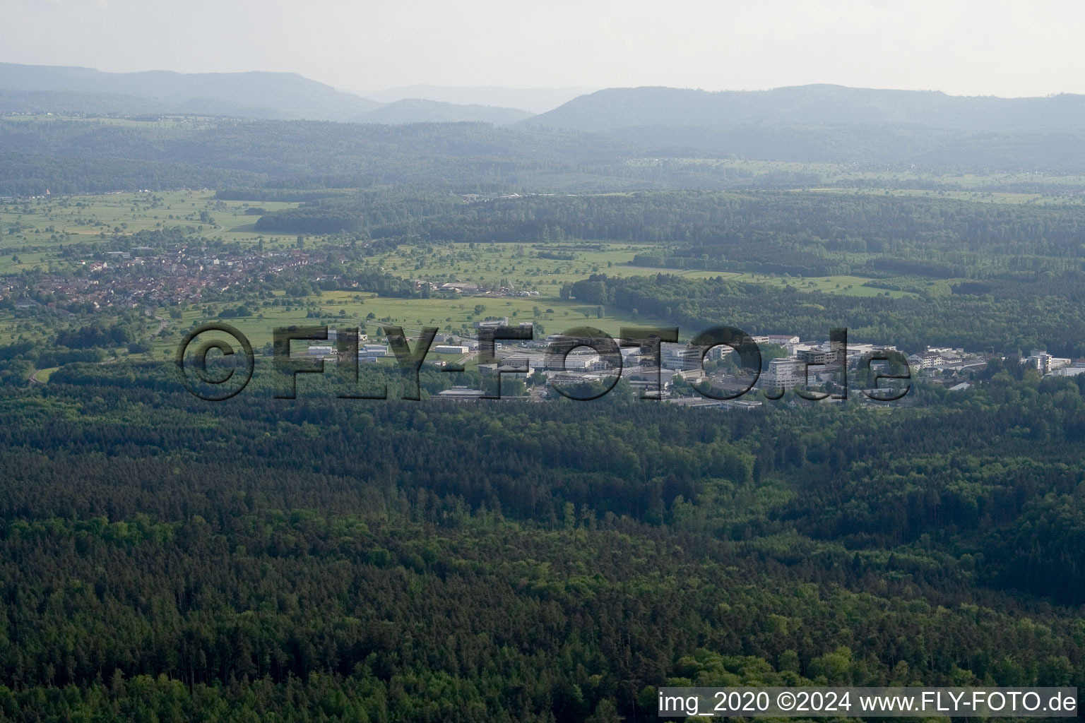 Bird's eye view of Ittersbach Industrial Area in the district Im Stockmädle in Karlsbad in the state Baden-Wuerttemberg, Germany