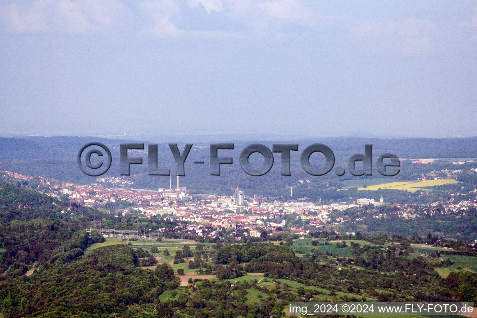 From the west in Pforzheim in the state Baden-Wuerttemberg, Germany