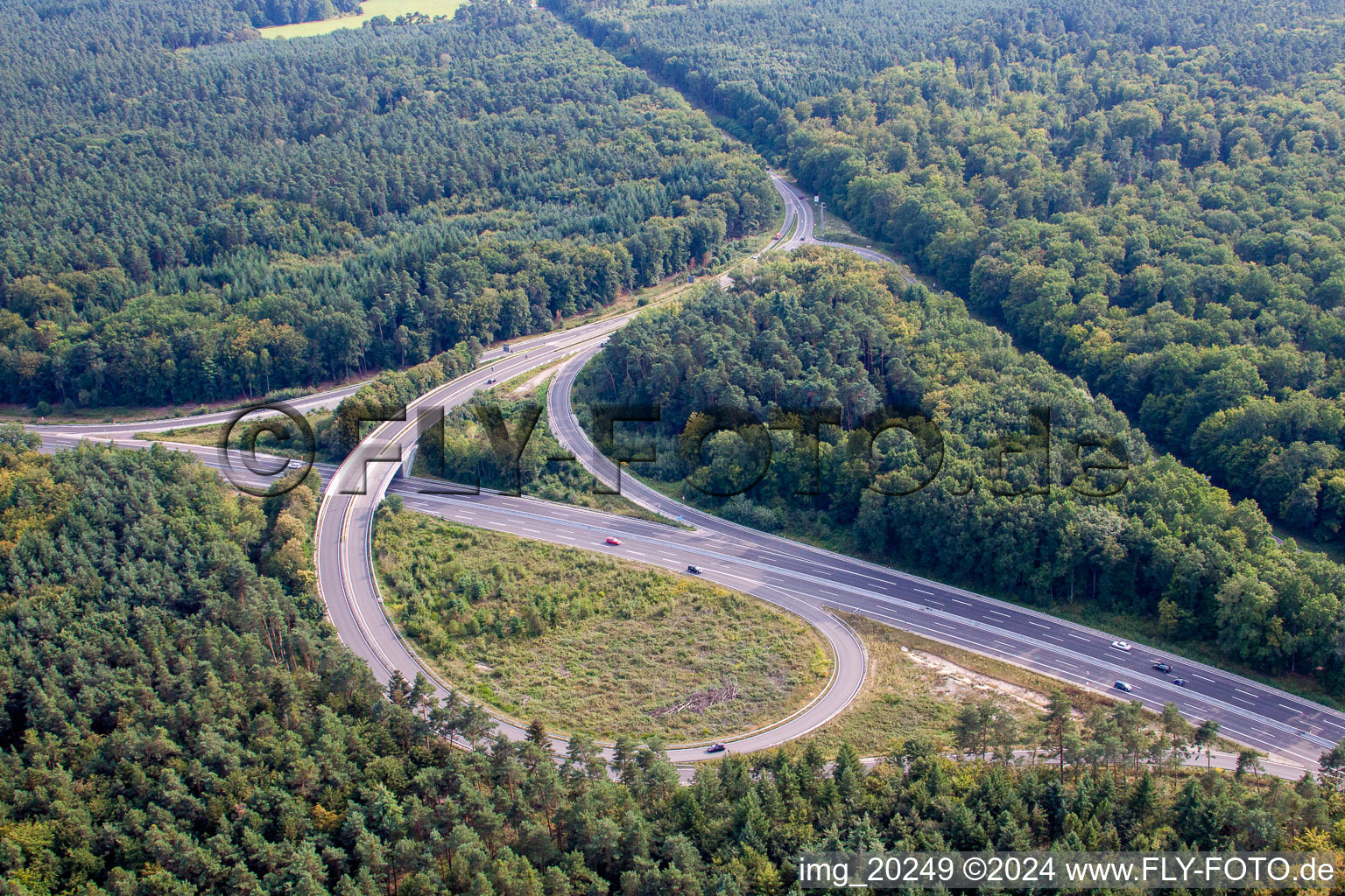 Motorway exit south in Kandel in the state Rhineland-Palatinate, Germany