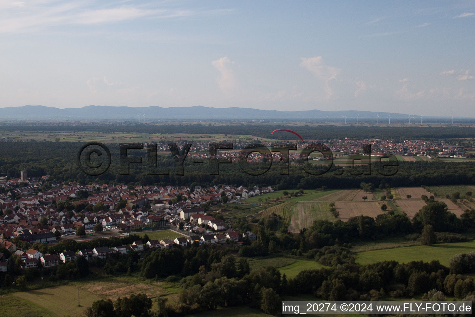 Bird's eye view of Jockgrim in the state Rhineland-Palatinate, Germany