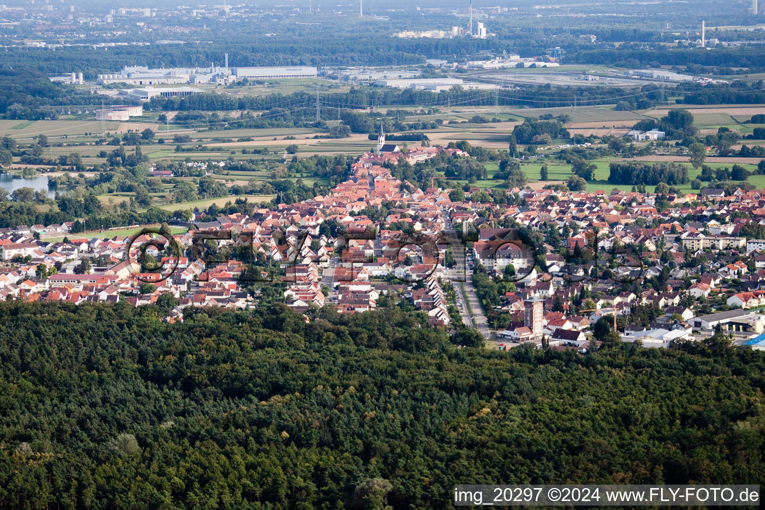 Rheinzabern in the state Rhineland-Palatinate, Germany from a drone