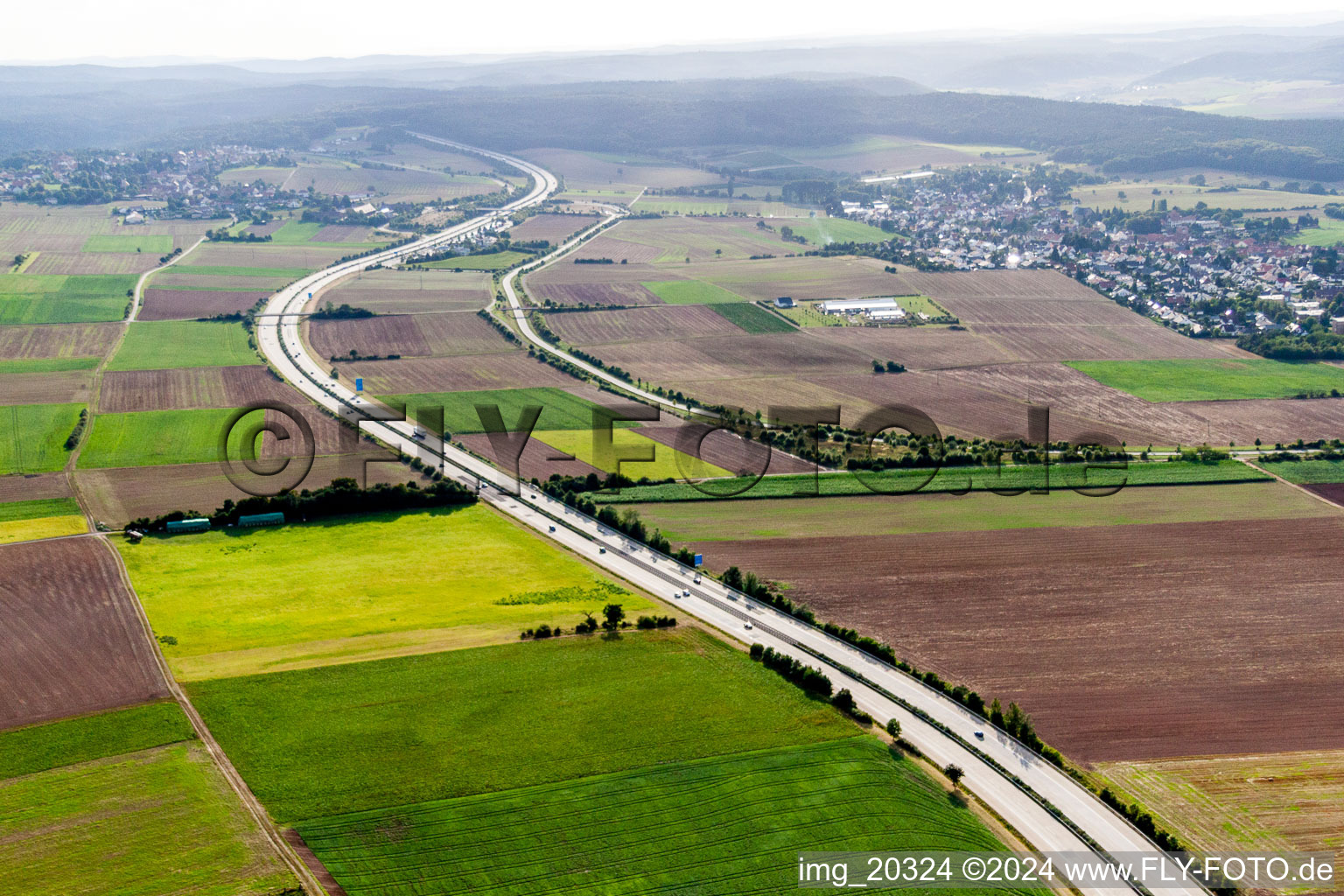 Motorway route of the BAB A6 in Hettenleidelheim in the state Rhineland-Palatinate, Germany