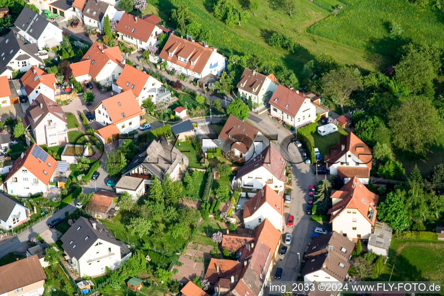 Aerial view of District Niebelsbach in Keltern in the state Baden-Wuerttemberg, Germany