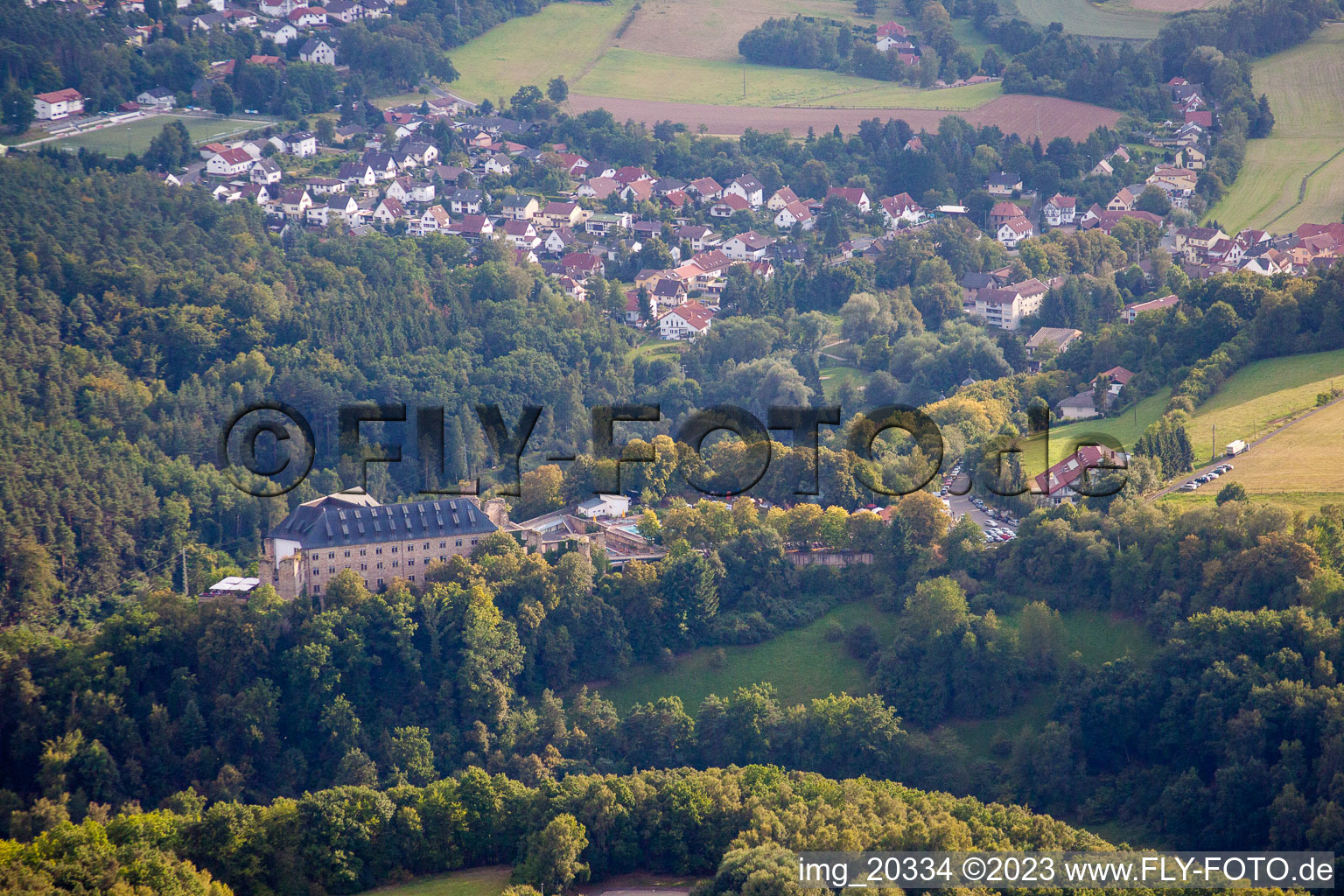 Aerial view of Altleiningen in the state Rhineland-Palatinate, Germany