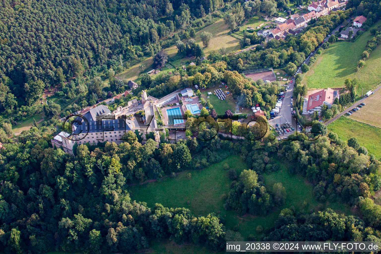 Aerial view of Altleiningen in the state Rhineland-Palatinate, Germany