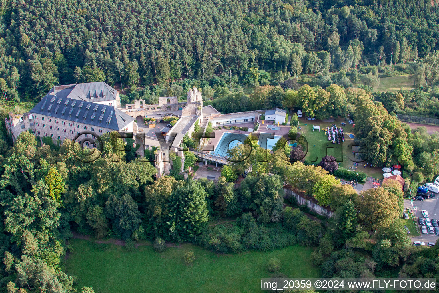 Bird's eye view of Altleiningen in the state Rhineland-Palatinate, Germany