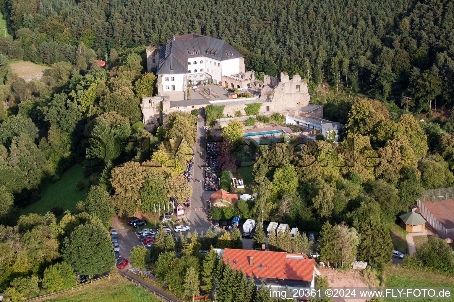 Building the hostel Burg Altleiningen in the district Hoeningen in Altleiningen in the state Rhineland-Palatinate