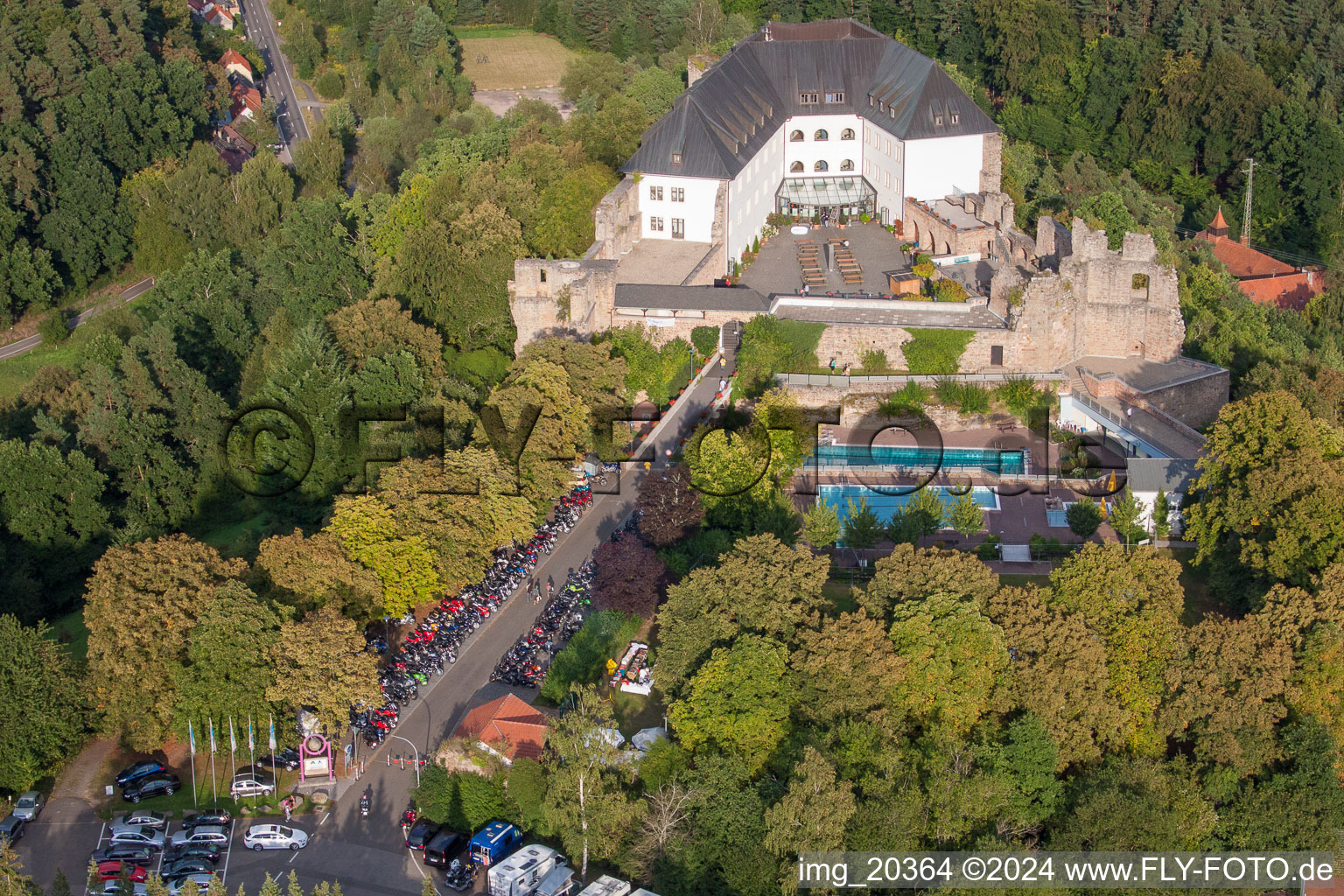 Aerial view of Building the hostel Burg Altleiningen in the district Hoeningen in Altleiningen in the state Rhineland-Palatinate