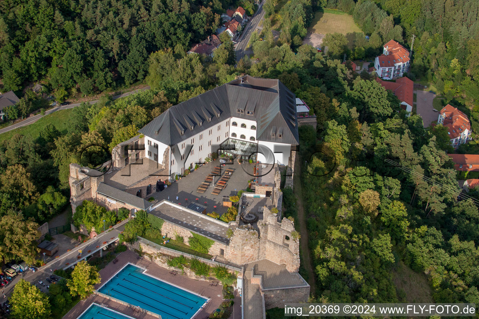 Drone image of Altleiningen in the state Rhineland-Palatinate, Germany