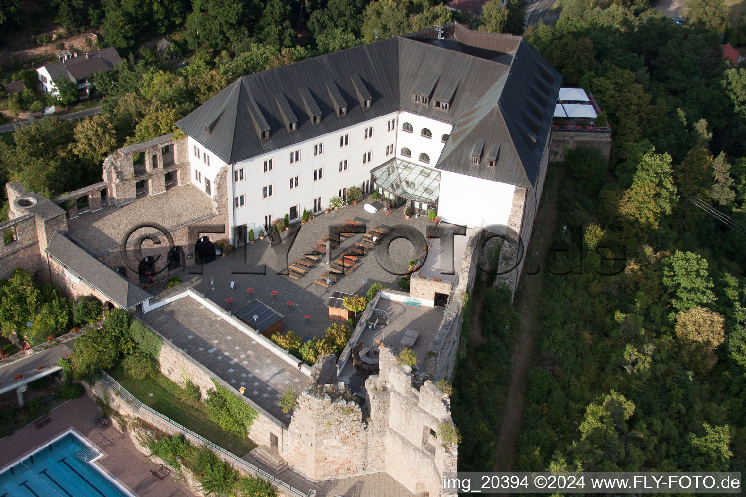 Aerial photograpy of Building the hostel Burg Altleiningen in the district Hoeningen in Altleiningen in the state Rhineland-Palatinate