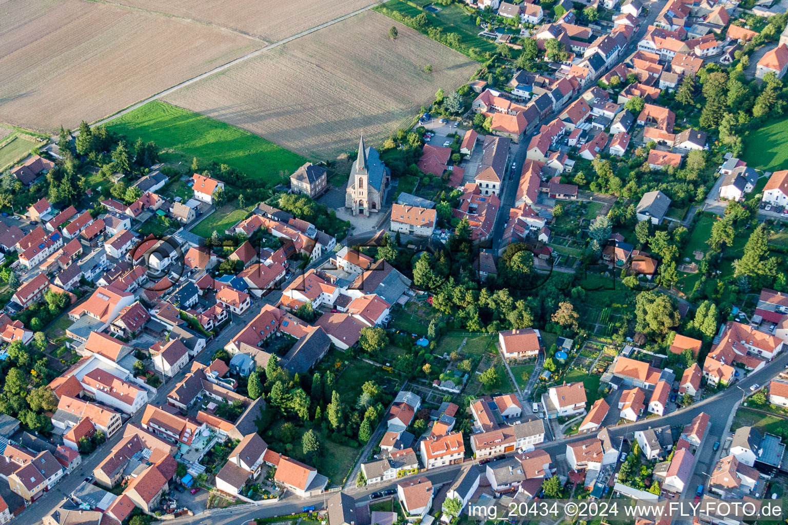 Aerial photograpy of Village view in Wattenheim in the state Rhineland-Palatinate, Germany