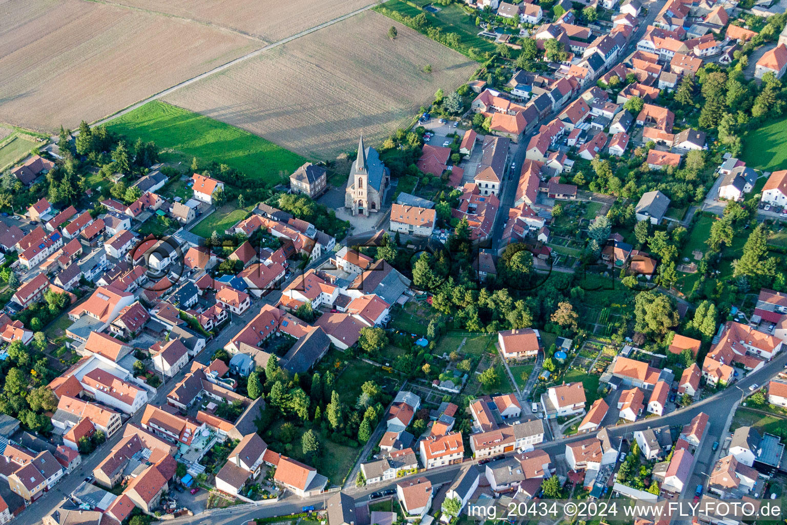 Aerial view of Village view in Wattenheim in the state Rhineland-Palatinate, Germany