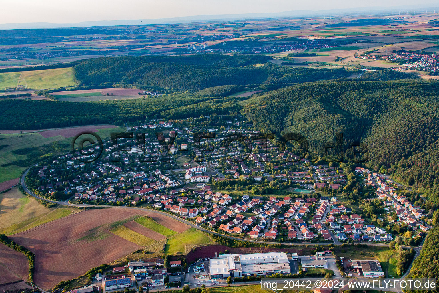 Aerial view of District Steinborn in Eisenberg in the state Rhineland-Palatinate, Germany