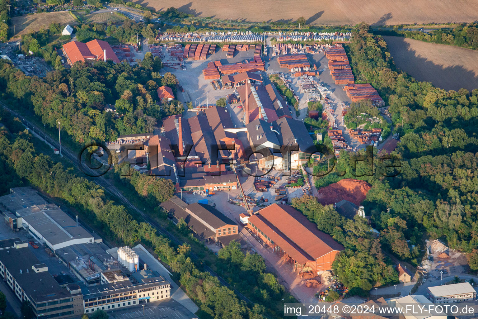 Technical facilities in the industrial area Poroton Ziegelwerk der Wienerberger GmbH in Eisenberg (Pfalz) in the state Rhineland-Palatinate