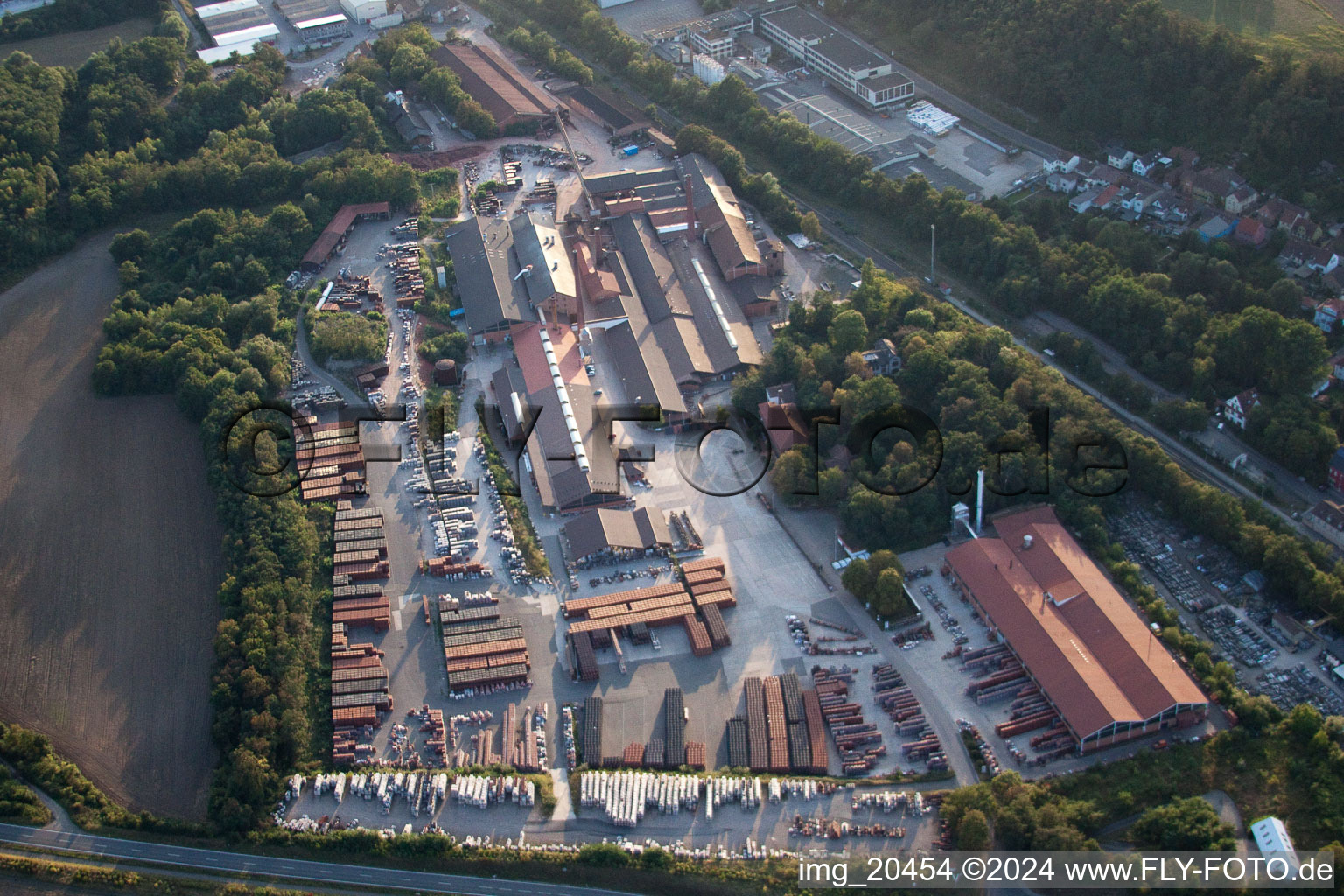 Aerial photograpy of F. v. Müller roof tile works in Eisenberg in the state Rhineland-Palatinate, Germany