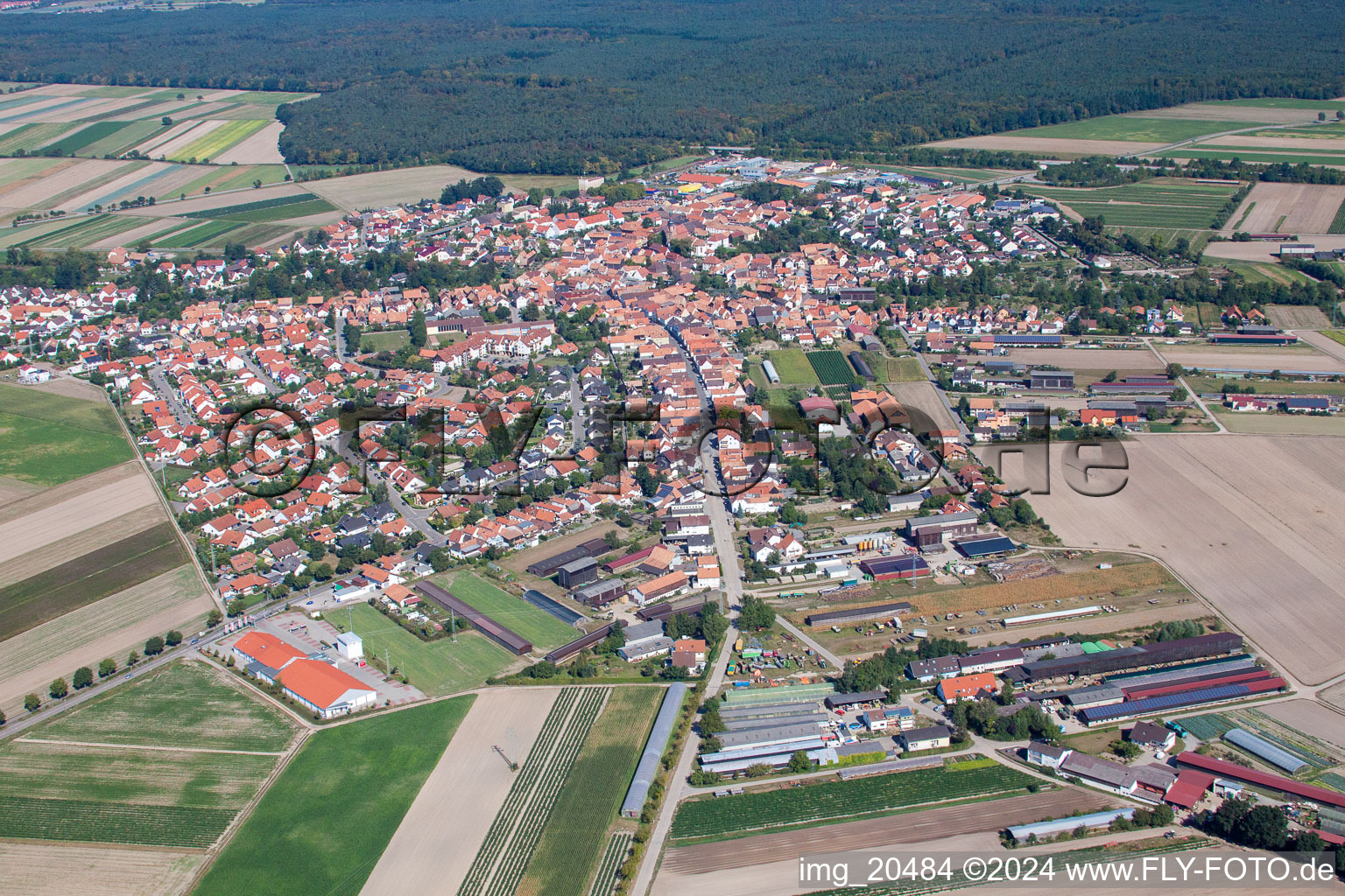 From the southeast in Rheinzabern in the state Rhineland-Palatinate, Germany