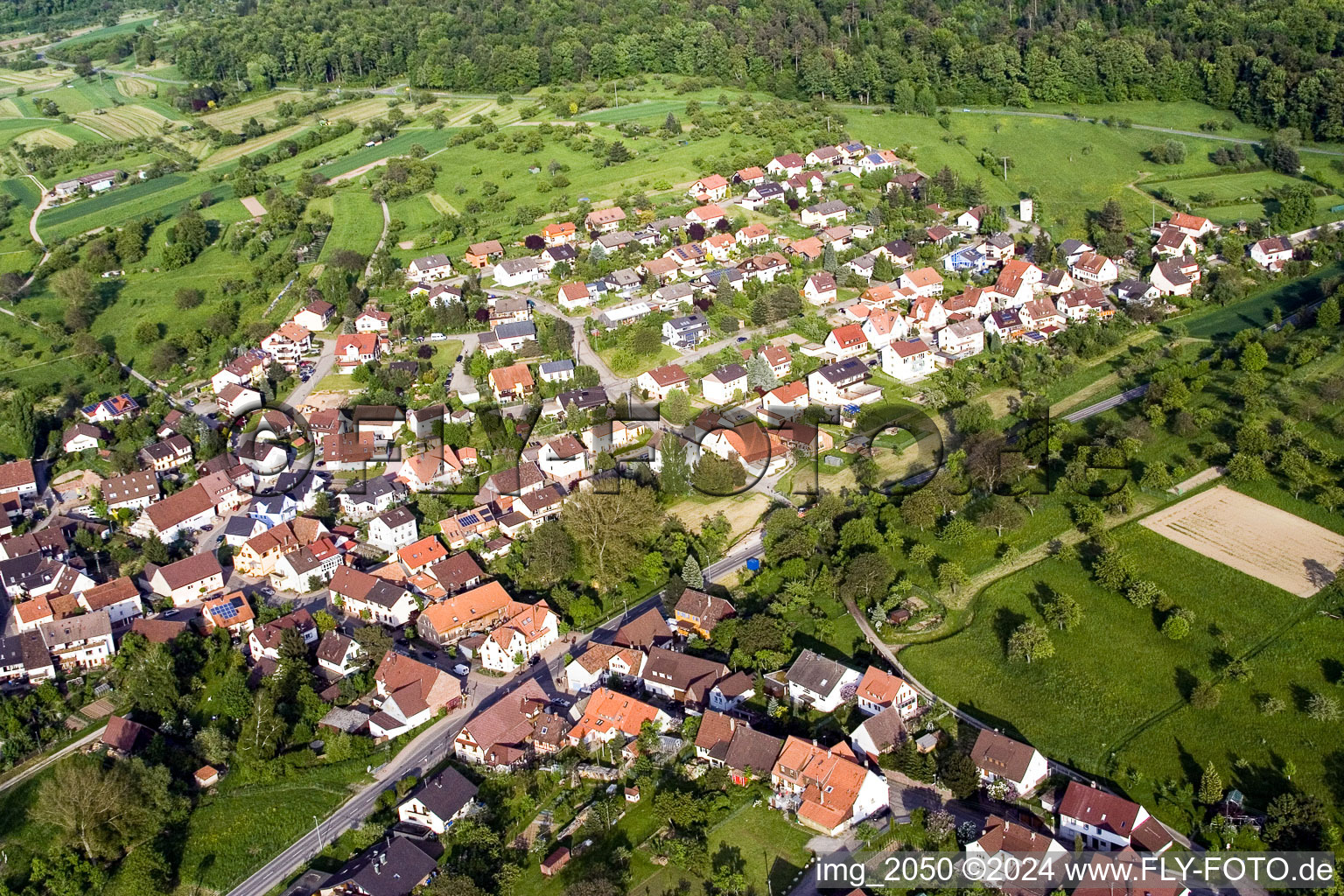 District Gräfenhausen in Birkenfeld in the state Baden-Wuerttemberg, Germany viewn from the air