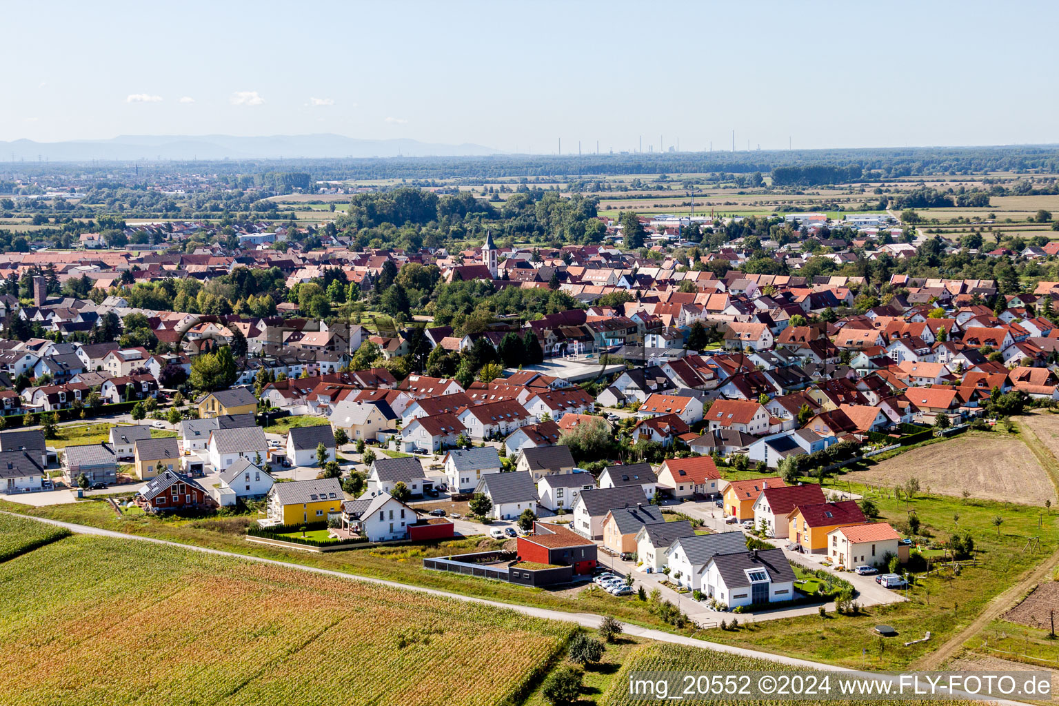 Village view in the district Liedolsheim in Dettenheim in the state Baden-Wuerttemberg, Germany