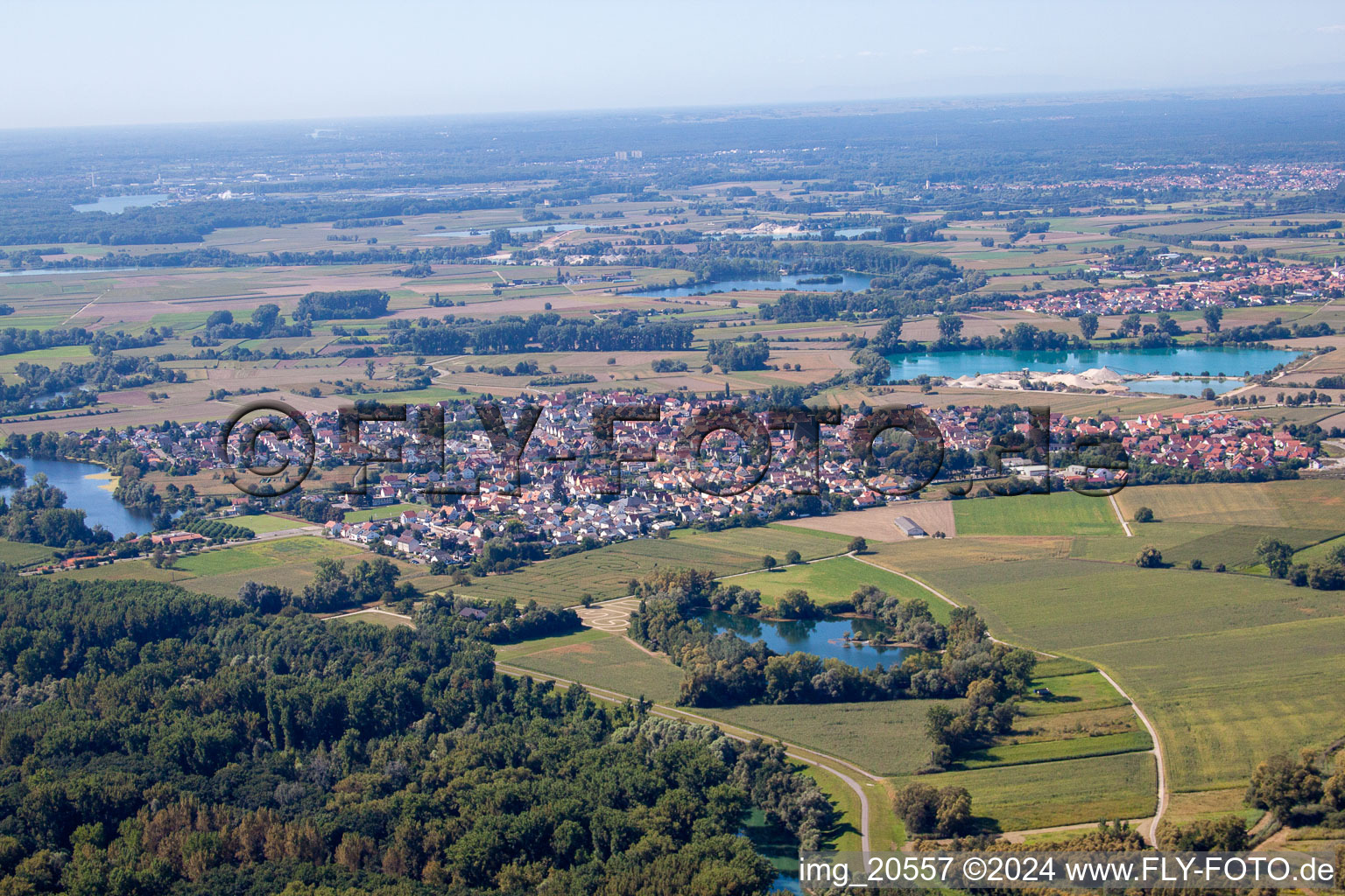 Leimersheim in the state Rhineland-Palatinate, Germany from above