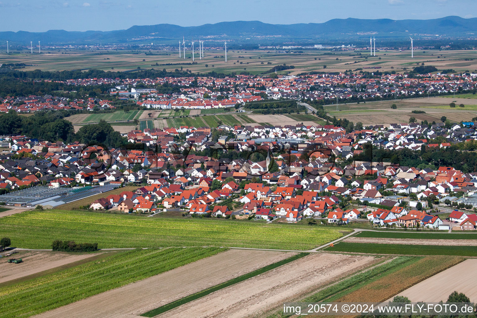 Kuhardt in the state Rhineland-Palatinate, Germany from the plane