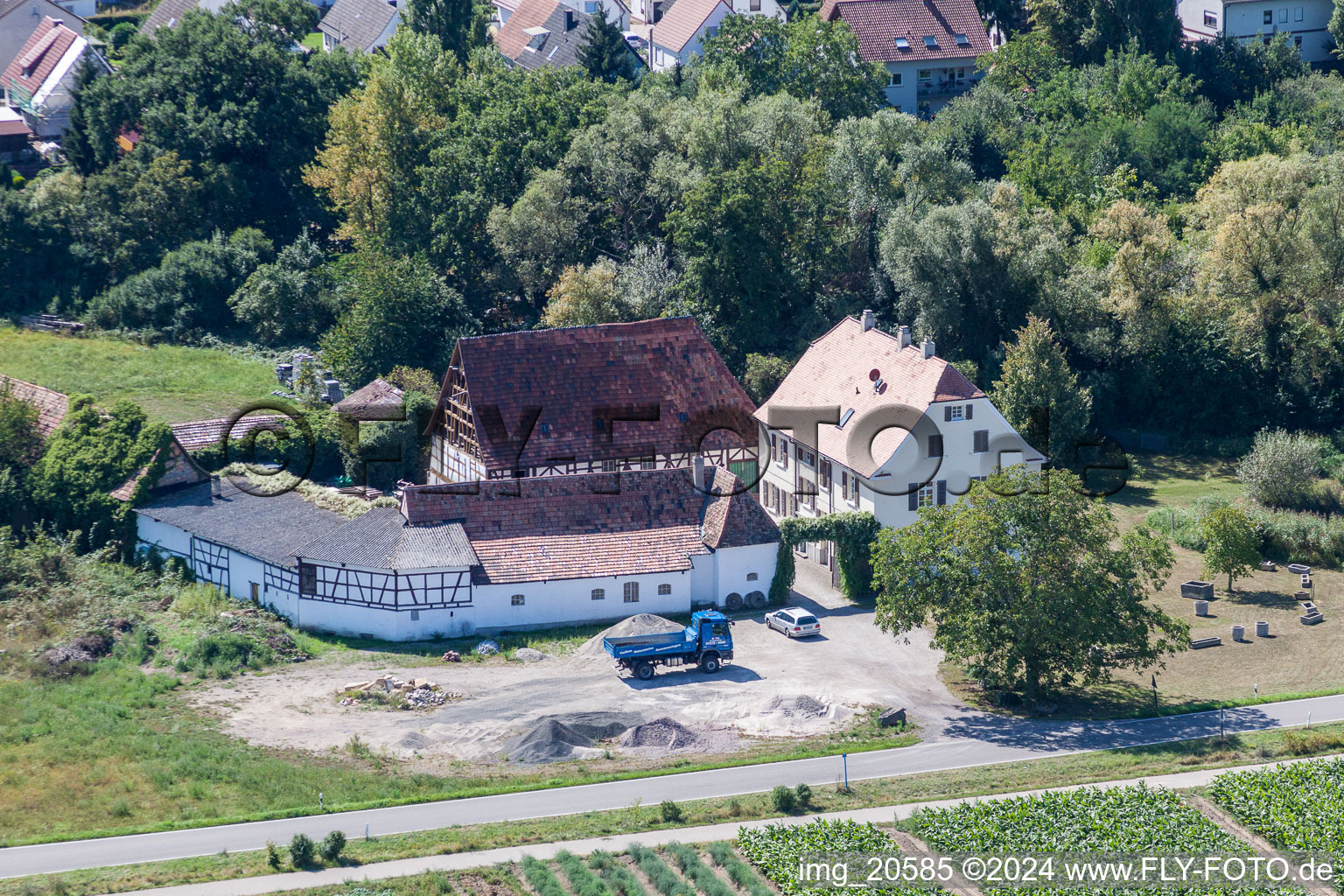 Rheinzabern in the state Rhineland-Palatinate, Germany from a drone