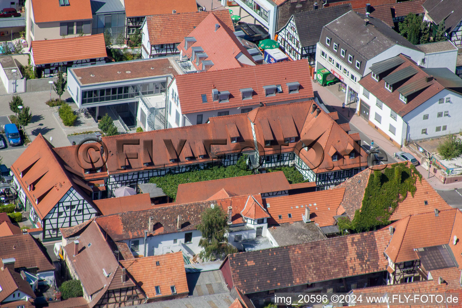 Aerial view of Frankenhofpassage in Kandel in the state Rhineland-Palatinate, Germany