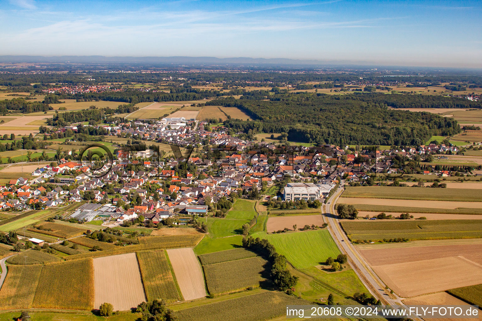 Aerial view of District Querbach in Kehl in the state Baden-Wuerttemberg, Germany