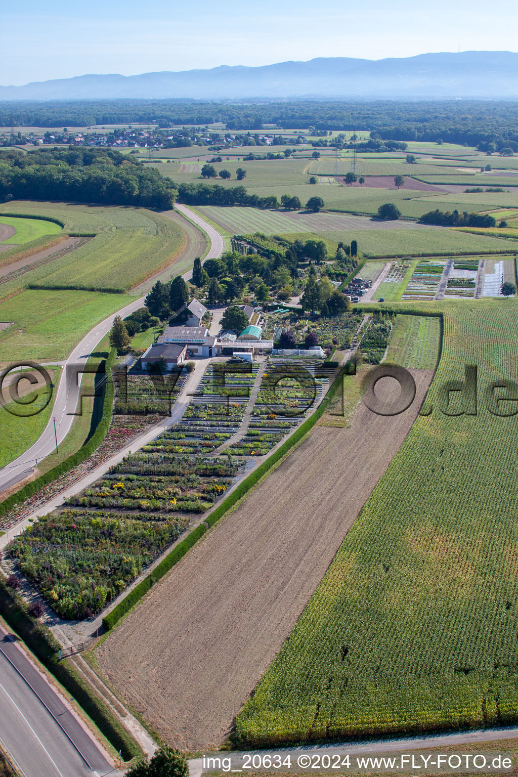 Oblique view of Garden Times Black in the district Bodersweier in Kehl in the state Baden-Wuerttemberg, Germany