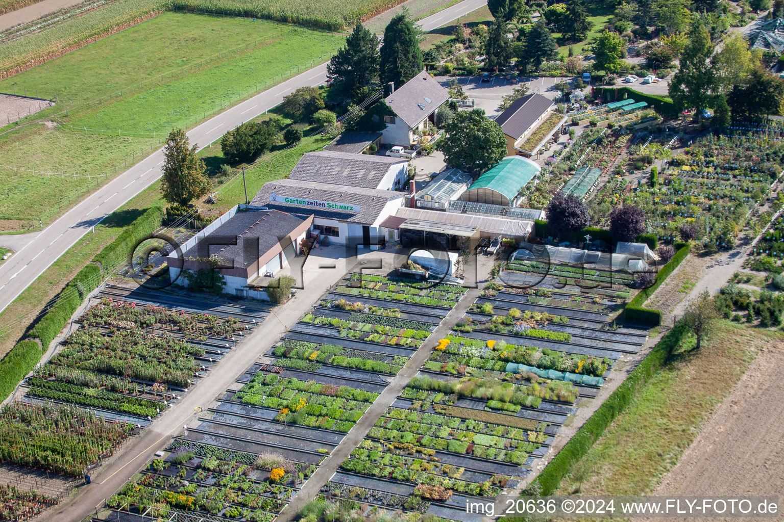 Garden Times Black in the district Bodersweier in Kehl in the state Baden-Wuerttemberg, Germany out of the air