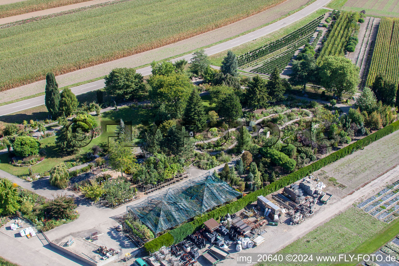 Garden Times Black in the district Bodersweier in Kehl in the state Baden-Wuerttemberg, Germany from the plane