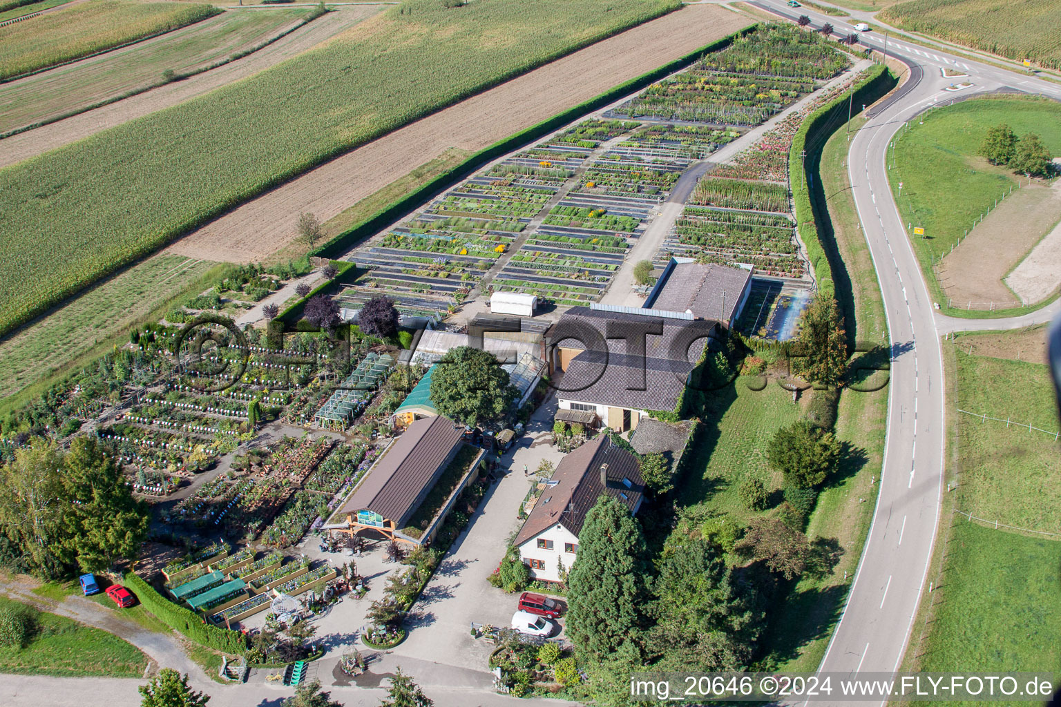 Bird's eye view of Garden Times Black in the district Bodersweier in Kehl in the state Baden-Wuerttemberg, Germany