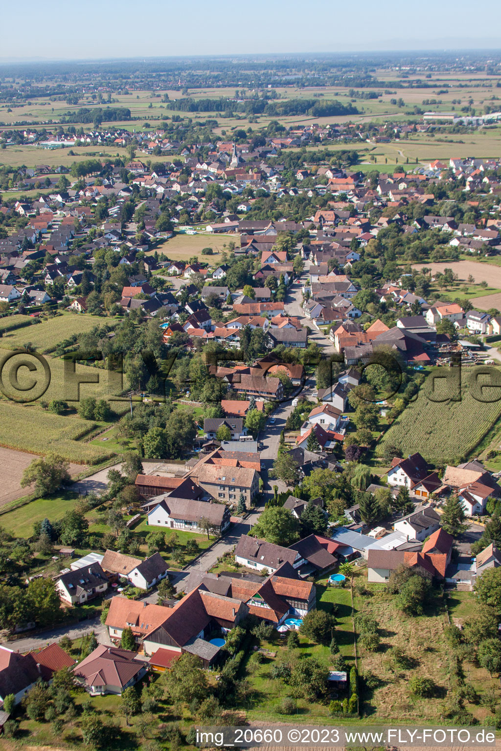 Legelshurst in the state Baden-Wuerttemberg, Germany out of the air