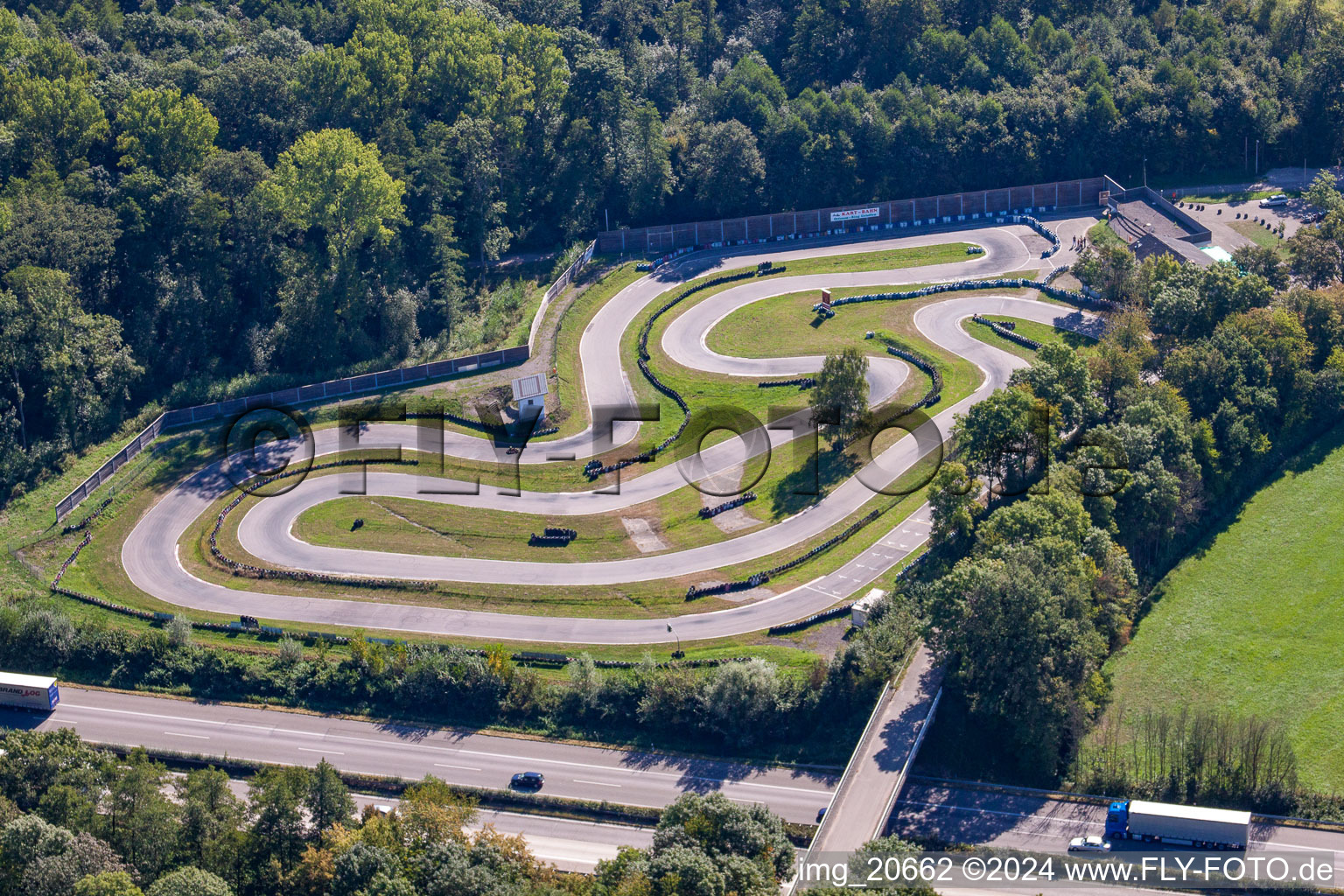 Racetrack racecourse Gocart Bahn des RMSV Urloffen e.V. in Appenweier in the state Baden-Wurttemberg