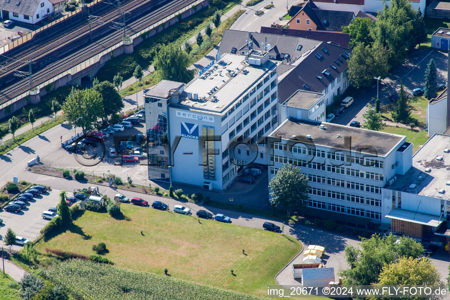 Aerial view of Klocke Pharma GmbH in the district Urloffen in Appenweier in the state Baden-Wuerttemberg, Germany