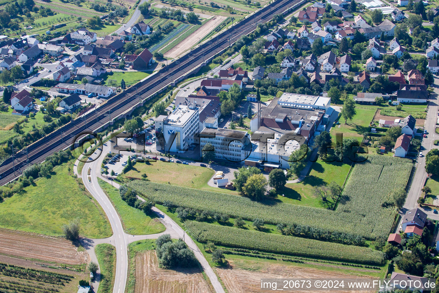 Aerial photograpy of Klocke Pharma GmbH in the district Urloffen in Appenweier in the state Baden-Wuerttemberg, Germany