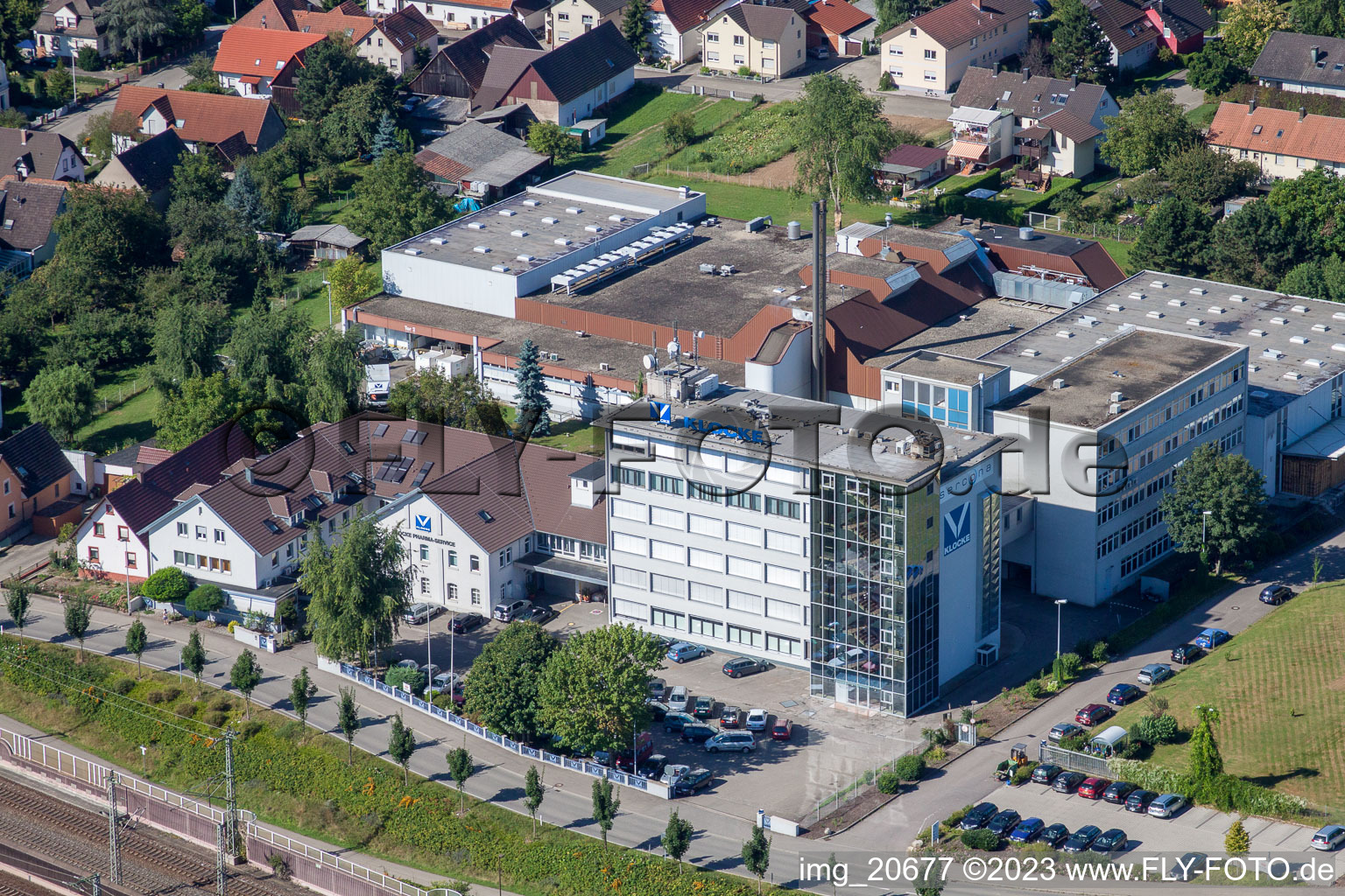 Oblique view of Klocke Pharma GmbH in the district Urloffen in Appenweier in the state Baden-Wuerttemberg, Germany